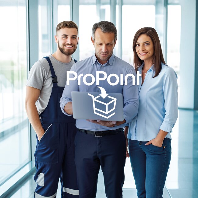 ProPoint - Planung und Bestellung leicht gemacht Team mit Laptop plant und bestellt